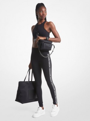 Michael Kors Stretch Nylon Logo Tape Leggings Hose Damen Schwarz | OY3607945