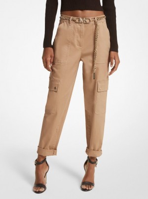 Michael Kors Stretch Organic Cotton Cargo Pants Hose Damen Dunkelbraun | RX0453876