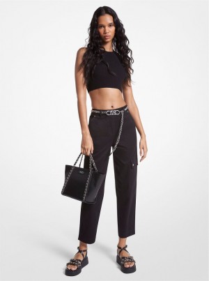 Michael Kors Stretch Organic Cotton Cargo Pants Hose Damen Schwarz | FQ6940185
