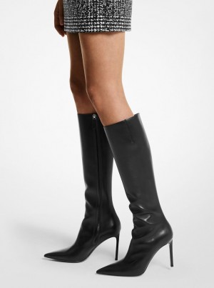 Michael Kors Tatjana Leather Boots Stiefel Damen Schwarz | JI8043172