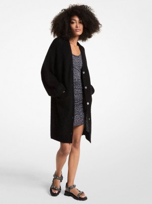 Michael Kors Textured Knit V-Neck Cardigan Pullover Damen Schwarz | RF2187654