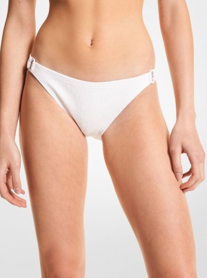 Michael Kors Textured Stretch Bikini Bottom Bademode Damen Weiß | HK8467052