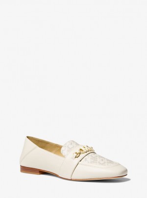 Michael Kors Tiffanie Leather and Empire Signature Logo Mule Flache Schuhe Damen Hellgelb | KA1250937