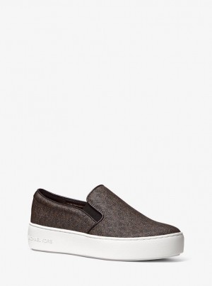 Michael Kors Trent Logo Slip-On Sneaker Sneakers Damen Braun | WV1237640