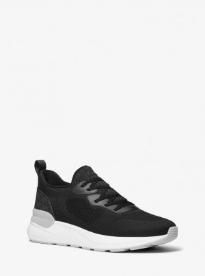 Michael Kors Trevor Stretch Knit Slip-On Trainer Sportschuhe Herren Schwarz | SU0328641