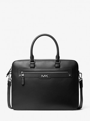 Michael Kors Varick Large Leather Briefcase Handtasche Herren Schwarz | MO6579843