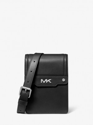 Michael Kors Varick Leather Smartphone Crossbody Bag Umhängetasche Herren Schwarz | ZY7062918
