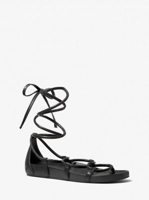 Michael Kors Vero Lace-Up Sandal Sandalen Damen Schwarz | IL8560241