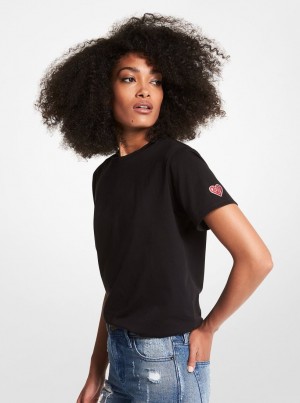 Michael Kors Watch Hunger Stop LOVE Organic Cotton Unisex T-Shirt T-shirts Damen Schwarz | ZF5901427