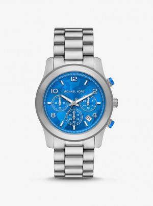 Michael Kors Watch Hunger Stop Oversized Runway Silver-Tone Watch Silver-tone Damen Silber | OU5286173