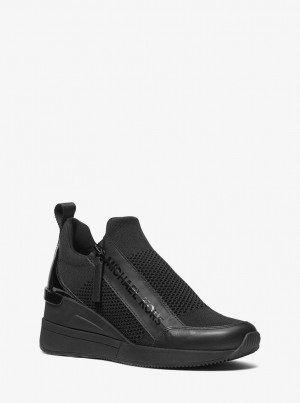 Michael Kors Willis Stretch Knit Trainer Sneakers Damen Schwarz Schwarz | UL9310468