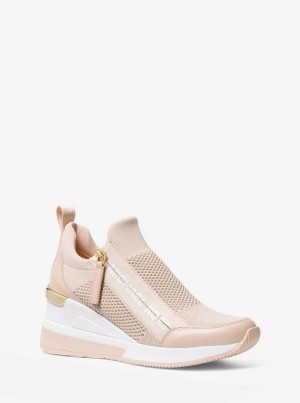 Michael Kors Willis Stretch Knit Trainer Sneakers Damen Rosa | CJ2970654