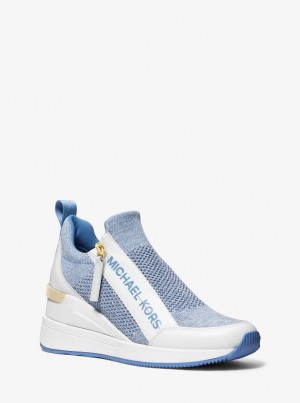 Michael Kors Willis Stretch Knit Trainer Sneakers Damen Blau Mehrfarbig | ZK2183754