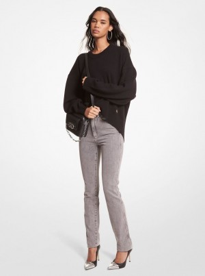 Michael Kors Wool and Cashmere Blend Sweater Pullover Damen Schwarz | UW8194507