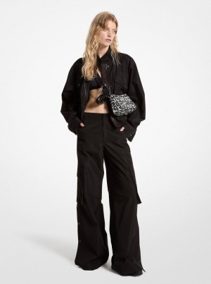 Michael Kors Woven Wide-Leg Cargo Pants Hose Damen Schwarz | NH7345692