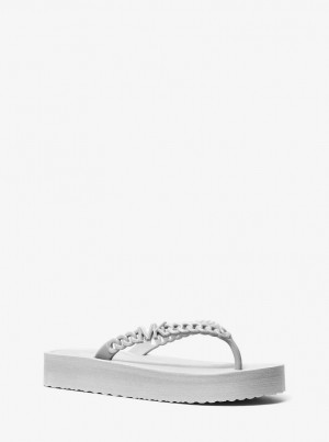Michael Kors Zaza Platform Flip Flop Sandalen Damen Silber | BS8534126