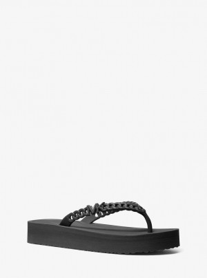 Michael Kors Zaza Platform Flip Flop Sandalen Damen Schwarz | PX7124936