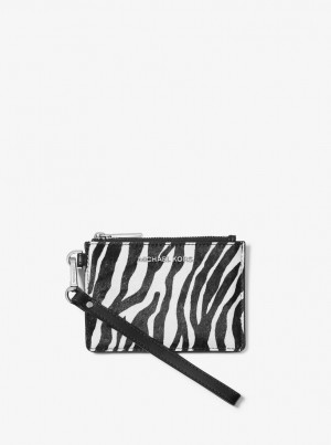 Michael Kors Zebra Print Calf Hair Coin Purse Münzgeldbörsen Damen Schwarz | PH5138267