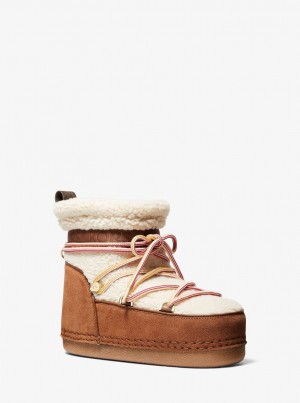 Michael Kors Zelda Sherpa and Faux Suede Boot Stiefel Damen Beige | DF1706592
