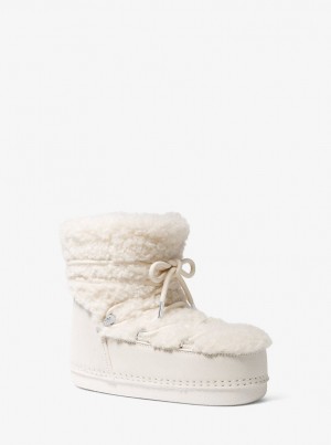 Michael Kors Zelda Sherpa and Suede Boot Stiefeletten Damen Beige Weiß | SV7685304
