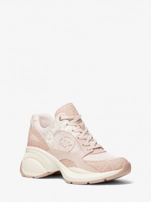 Michael Kors Zuma Two-Tone Empire Signature Logo and Mesh Trainer Sneakers Damen Ballet | ML7652483
